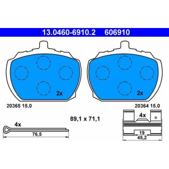ATE Bremsbelagsatz, Scheibenbremse 13.0460-6910.2 -...