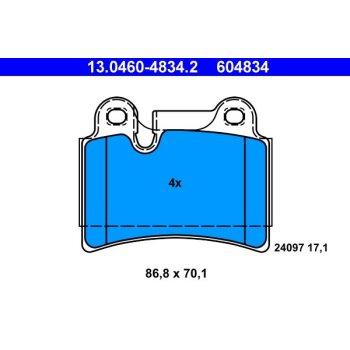 ATE Bremsbelagsatz, Scheibenbremse 13.0460-4834.2 -...