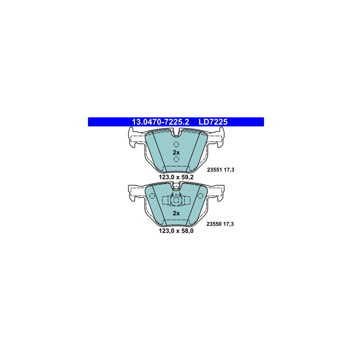 ATE Bremsbelagsatz, Scheibenbremse 13.0470-7225.2 - 13047072252 für 34 21 6 769 105