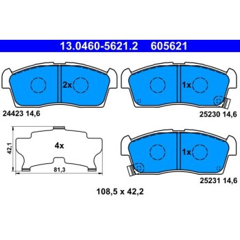 ATE Bremsbelagsatz, Scheibenbremse 13.0460-5621.2 -...