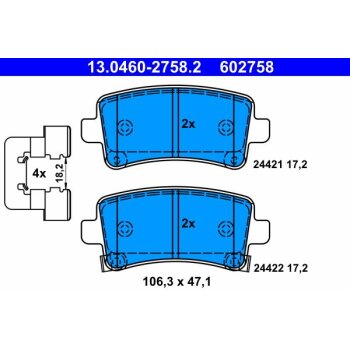 ATE Bremsbelagsatz, Scheibenbremse 13.0460-2758.2 -...
