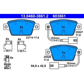 ATE Bremsbelagsatz, Scheibenbremse 13.0460-3861.2 -...