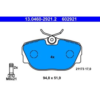 ATE Bremsbelagsatz, Scheibenbremse 13.0460-2921.2 -...