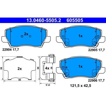 ATE Bremsbelagsatz, Scheibenbremse 13.0460-5505.2 -...