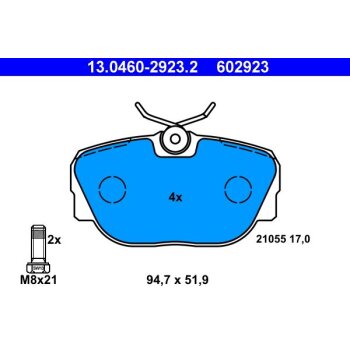 ATE Bremsbelagsatz, Scheibenbremse 13.0460-2923.2 -...