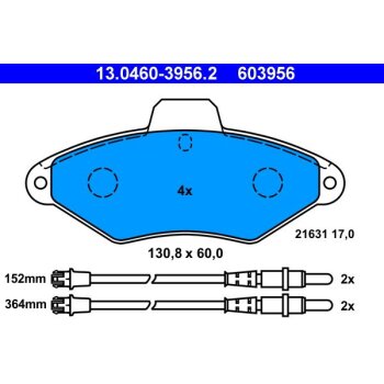 ATE Bremsbelagsatz, Scheibenbremse 13.0460-3956.2 -...
