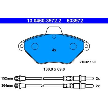 ATE Bremsbelagsatz, Scheibenbremse 13.0460-3972.2 -...