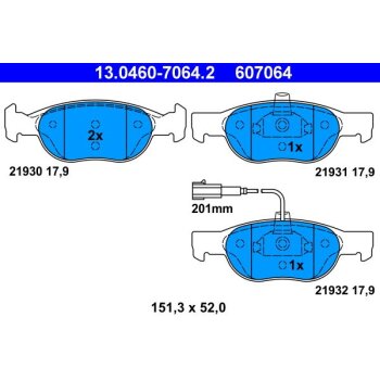 ATE Bremsbelagsatz, Scheibenbremse 13.0460-7064.2 -...