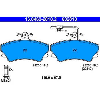 ATE Bremsbelagsatz, Scheibenbremse 13.0460-2810.2 -...