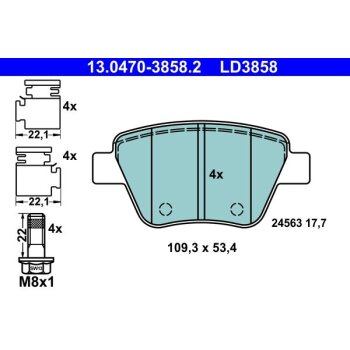 ATE Bremsbelagsatz, Scheibenbremse 13.0470-3858.2 -...
