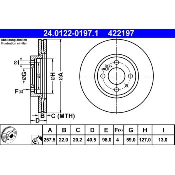 ATE Bremsscheibe 24.0122-0197.1 - 24012201971 für...