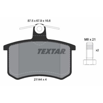 TEXTAR Bremsbelagsatz, Scheibenbremse 2114401 für...
