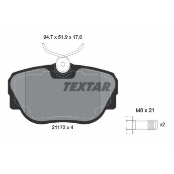 TEXTAR Bremsbelagsatz, Scheibenbremse 2117302 für...