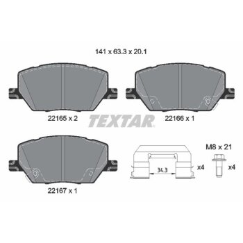 TEXTAR Bremsbelagsatz, Scheibenbremse 2216503 für...