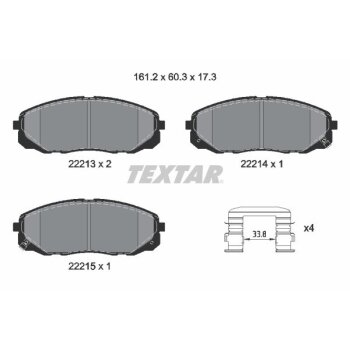 TEXTAR Bremsbelagsatz, Scheibenbremse 2221301 für...