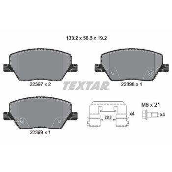 TEXTAR Bremsbelagsatz, Scheibenbremse 2239701 für...