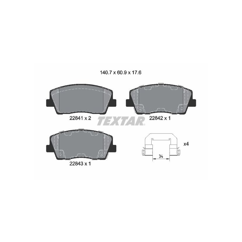 TEXTAR Bremsbelagsatz, Scheibenbremse 2284101 für 58101J5A05