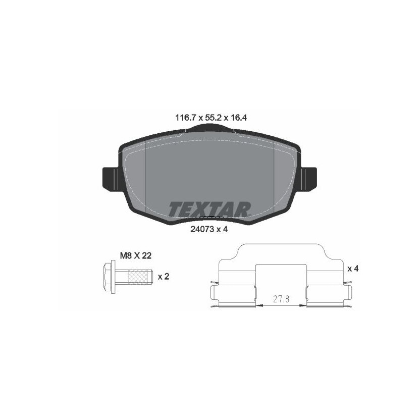 TEXTAR Bremsbelagsatz, Scheibenbremse 2407301 für 71772536