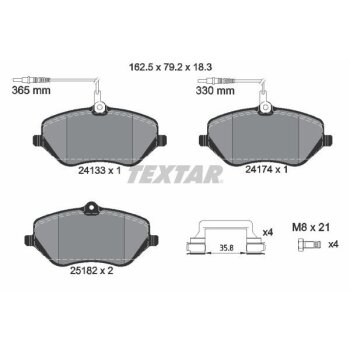 TEXTAR Bremsbelagsatz, Scheibenbremse 2413303 für...