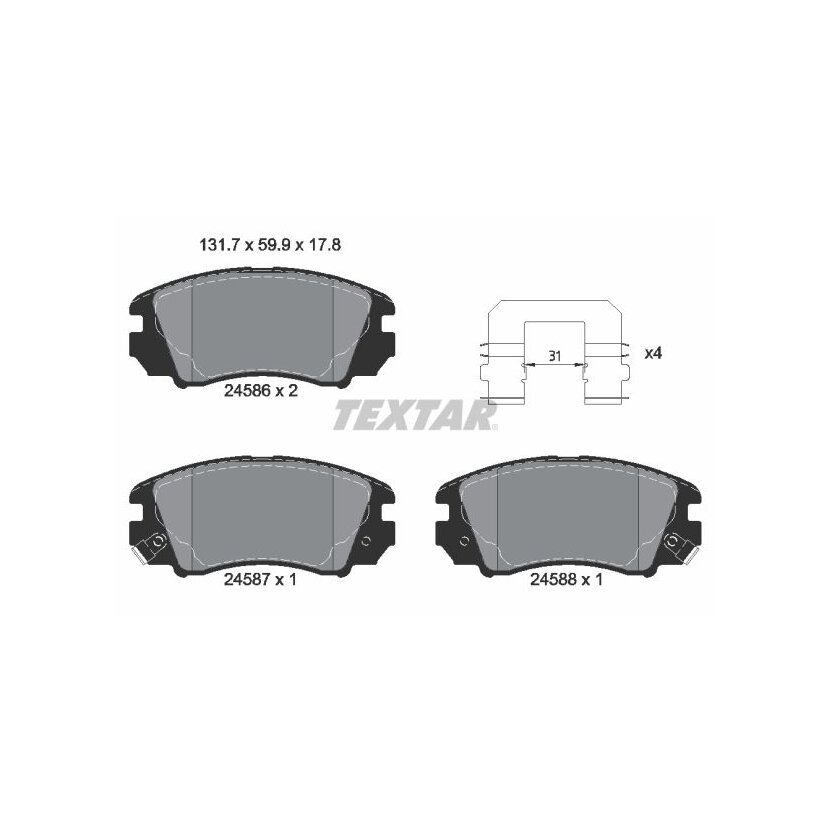 TEXTAR Bremsbelagsatz, Scheibenbremse 2458601 für 581013KA40
