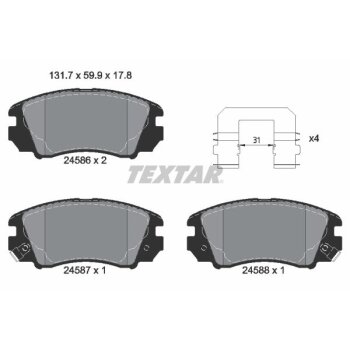 TEXTAR Bremsbelagsatz, Scheibenbremse 2458601 für...