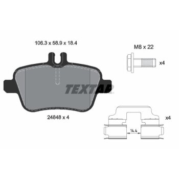 TEXTAR Bremsbelagsatz, Scheibenbremse 2484801 für...