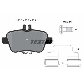 TEXTAR Bremsbelagsatz, Scheibenbremse 2484803 für...