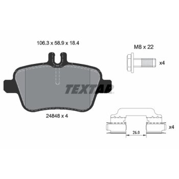 TEXTAR Bremsbelagsatz, Scheibenbremse 2484805 für...