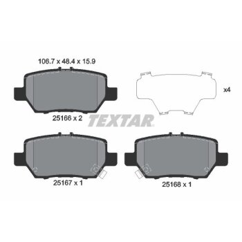 TEXTAR Bremsbelagsatz, Scheibenbremse 2516601 für...