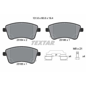 TEXTAR Bremsbelagsatz, Scheibenbremse 2518401 für...