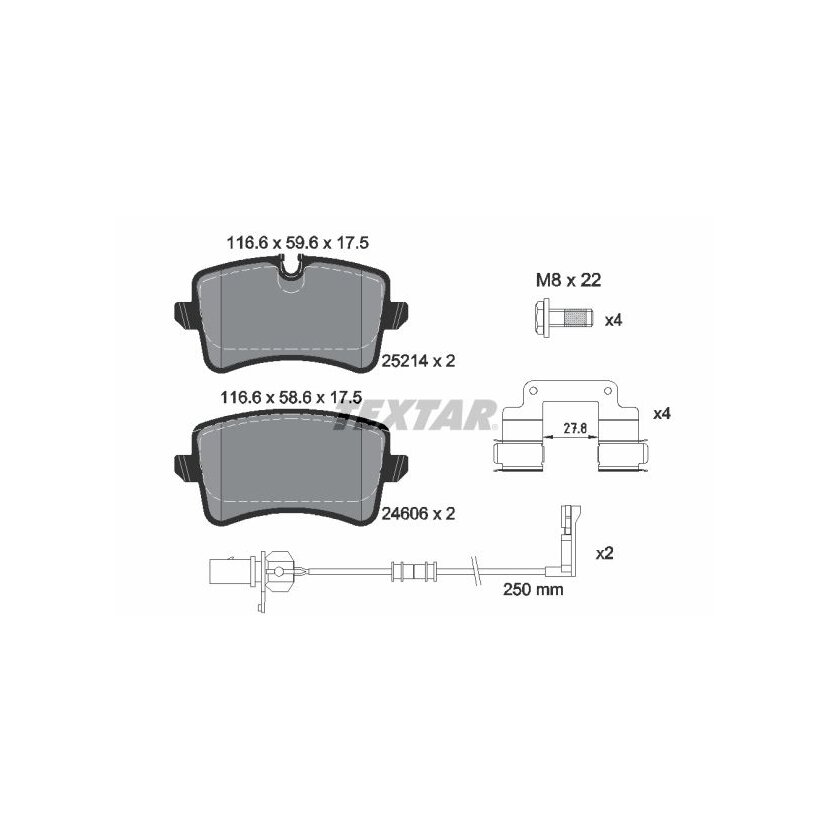 TEXTAR Bremsbelagsatz, Scheibenbremse 2521405 für 4H0698451K