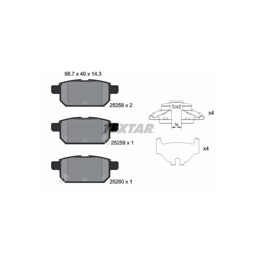 TEXTAR Bremsbelagsatz, Scheibenbremse 2525801 für D4M603AW0A