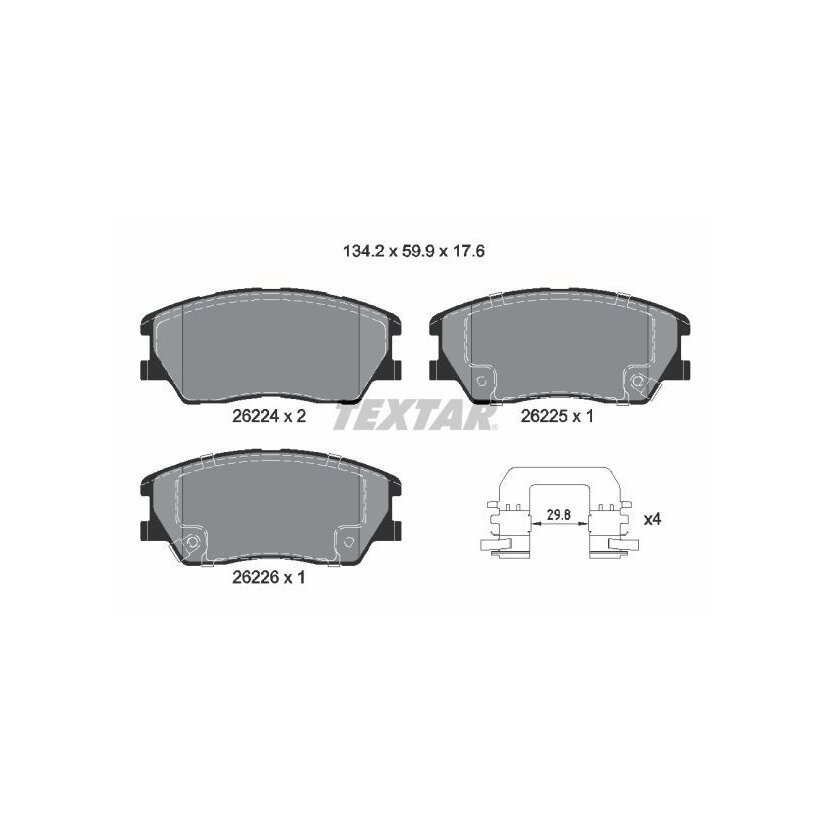TEXTAR Bremsbelagsatz, Scheibenbremse 2622401 für 58101K0A10