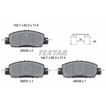 TEXTAR Bremsbelagsatz, Scheibenbremse 2653601 für...
