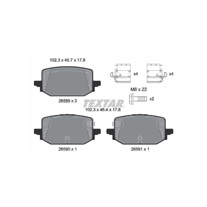 TEXTAR Bremsbelagsatz, Scheibenbremse 2658901 für D40606RA0B