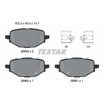 TEXTAR Bremsbelagsatz, Scheibenbremse 2695901 für...