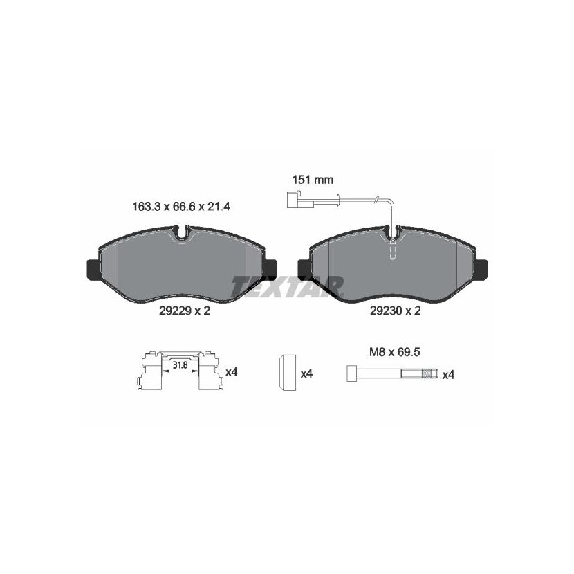 TEXTAR Bremsbelagsatz, Scheibenbremse 2922902 für D1060MB600