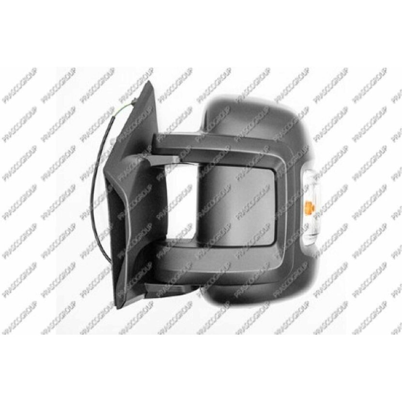 PRASCO Spiegel links außen verstellbar schwarz mit kurzem Arm mit Blinker konvex /verchromt 16W Lampe passend für Fiat - Ducato - Mod. 08/06 - 05/14 - FT9307007