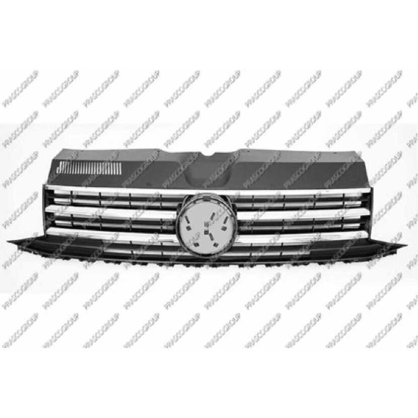 PRASCO Kühlergitter Komplett schwarz mit Rahmen und Chromleiste passend für Volkswagen - T6 - Mod. 04/15 - 01/19 - VG9212001