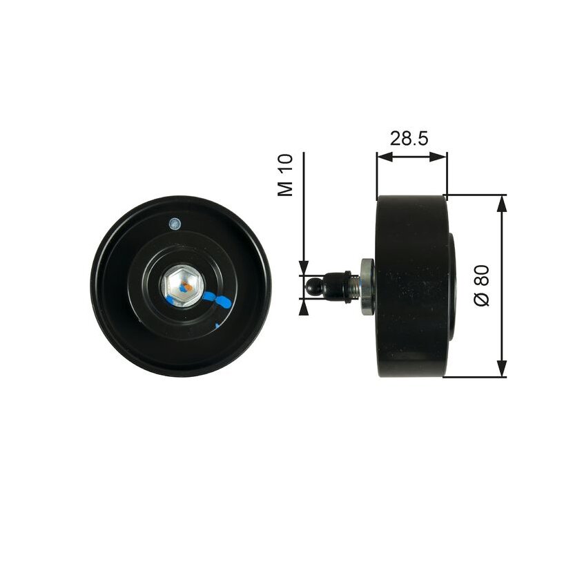 GATES Umlenk-/Führungsrolle, Keilrippenriemen T36334 für 88440-0K060