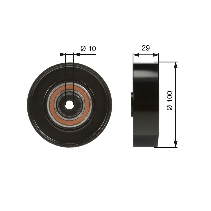 GATES Umlenk-/Führungsrolle, Keilrippenriemen T36008 für 60602136