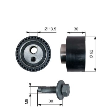 GATES Spannrolle, Zahnriemen T41282 für 0829.C3
