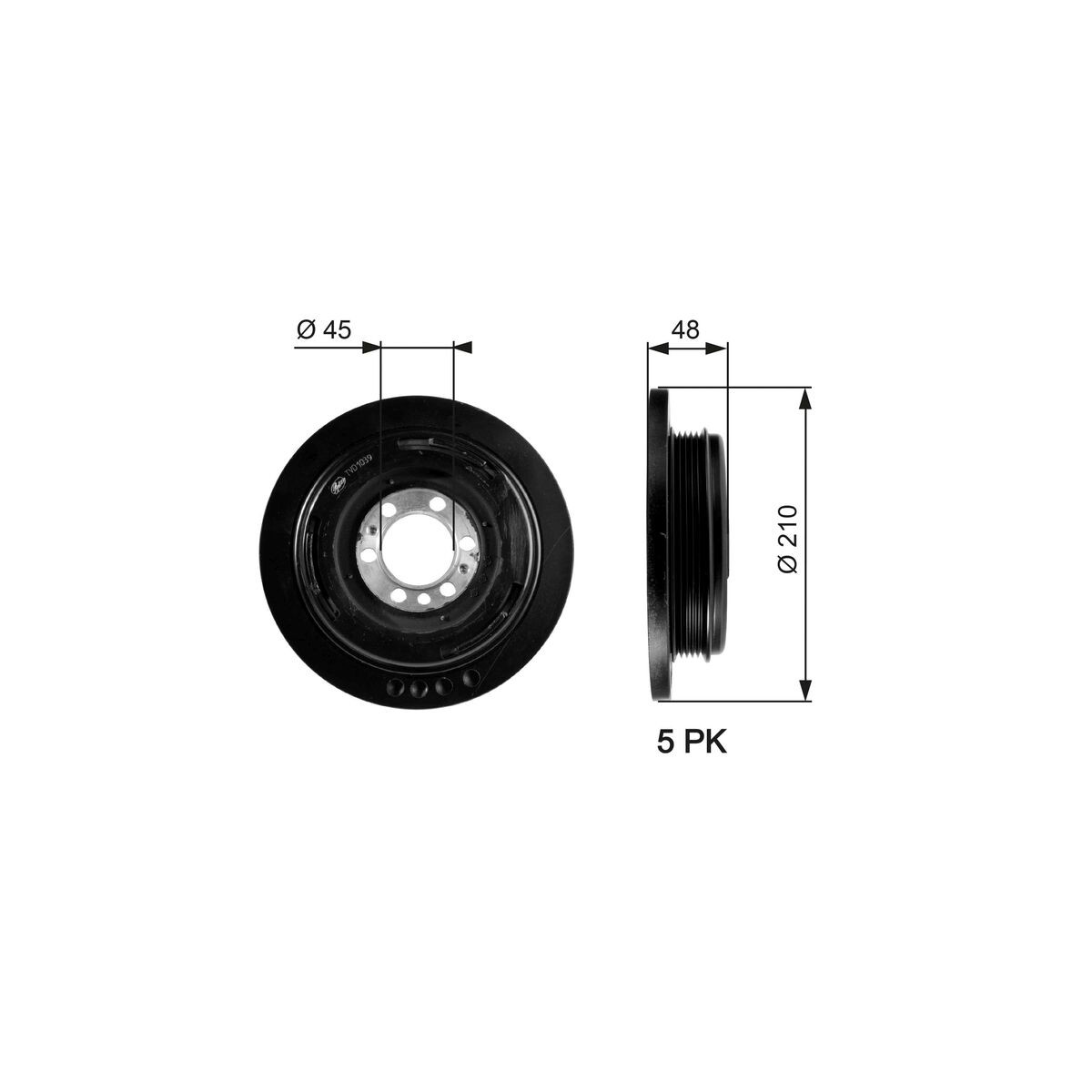 GATES Riemenscheibe, Kurbelwelle TVD1039 für 11232246511