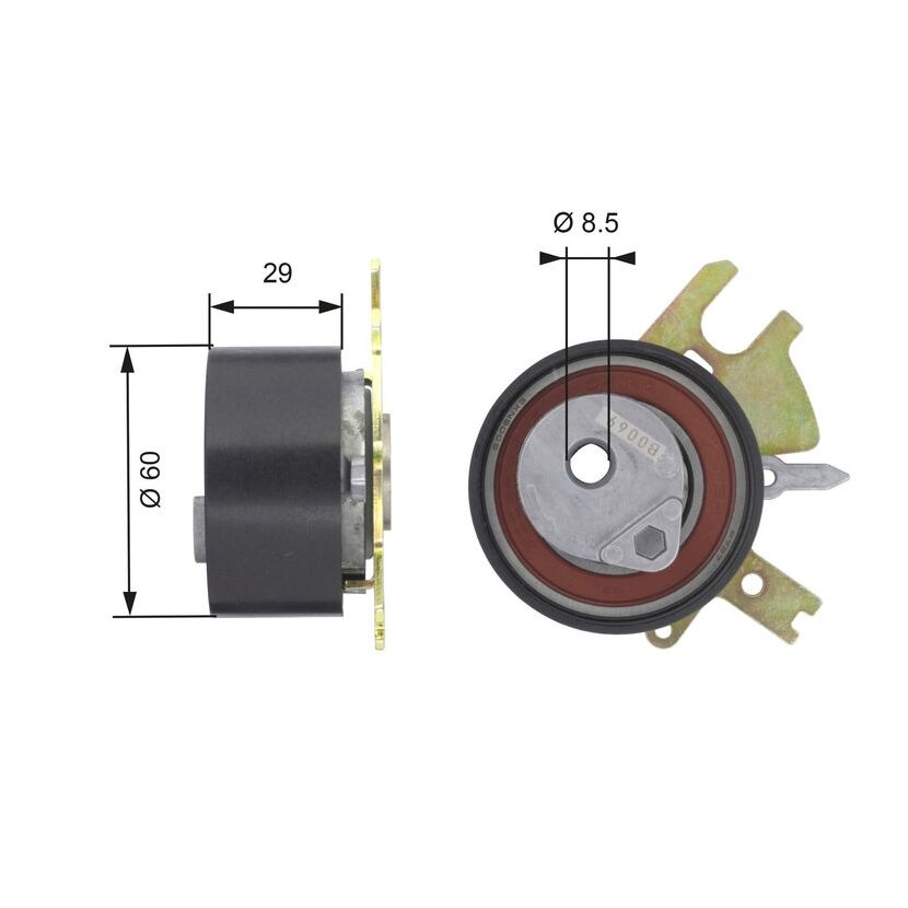GATES Spannrolle, Zahnriemen T43089 für 0829.A3