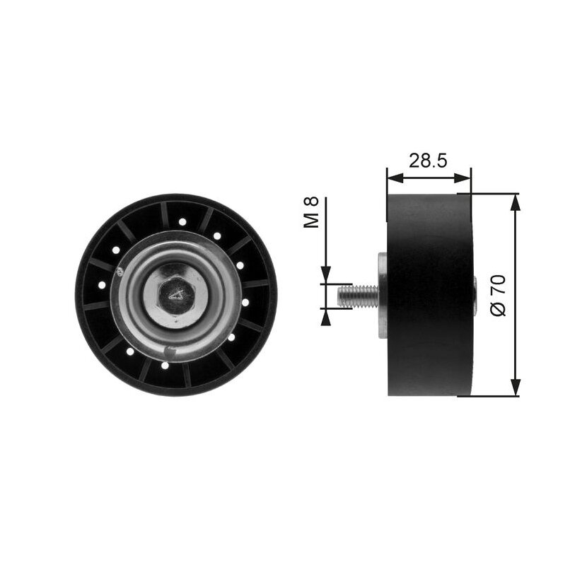 GATES Umlenk-/Führungsrolle, Keilrippenriemen T36211 für 6200285