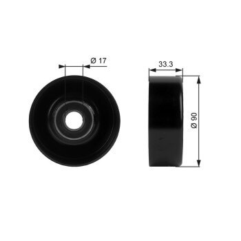 GATES Umlenk-/Führungsrolle, Keilrippenriemen T38033...