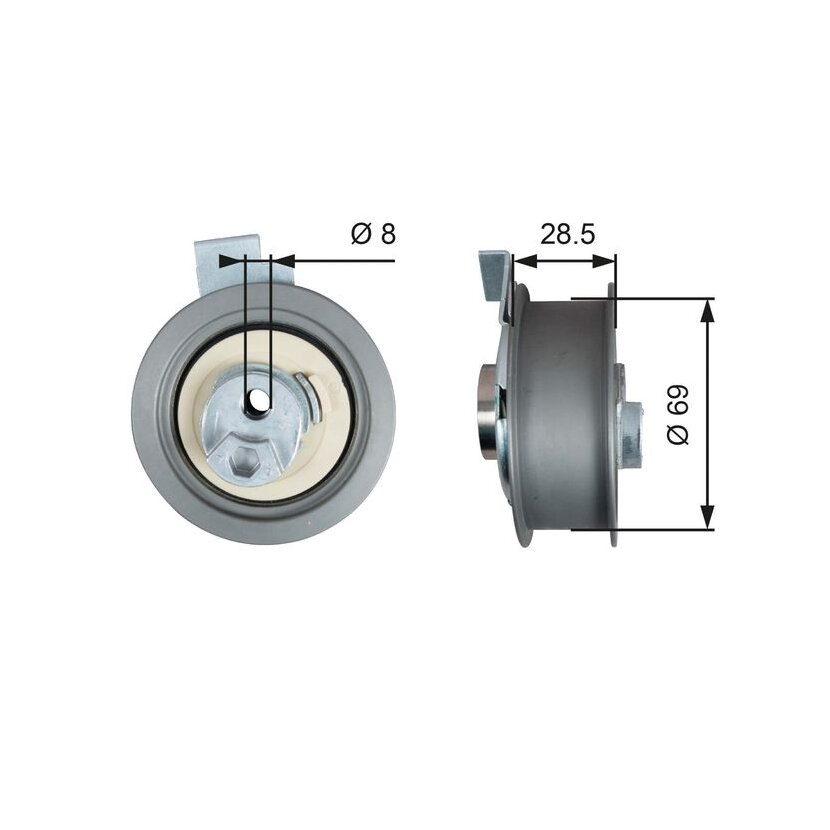 GATES Spannrolle, Zahnriemen T43242 für 06A 109 243 A