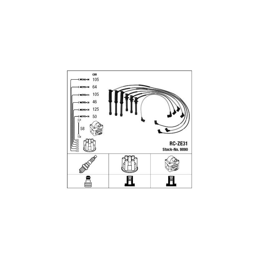 NGK Zündleitungssatz 9890 für 8BGP-18-140A