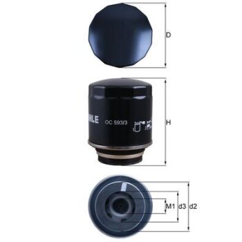 KNECHT Ölfilter OC 593/3 - OC593/3 für 03C115561D