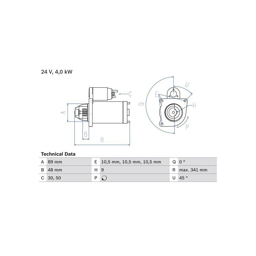 BOSCH Starter 0 986 011 280 - 0986011280 für 183868